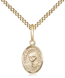 [9073GF/18G] 14kt Gold Filled Saint Maximilian Kolbe Pendant on a 18 inch Gold Plate Light Curb chain