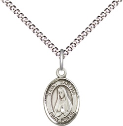 [9075SS/18S] Sterling Silver Saint Martha Pendant on a 18 inch Light Rhodium Light Curb chain