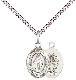 [9078SS/18S] Sterling Silver Miraculous Pendant on a 18 inch Light Rhodium Light Curb chain