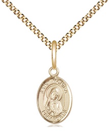 [9079GF/18G] 14kt Gold Filled Saint Monica Pendant on a 18 inch Gold Plate Light Curb chain