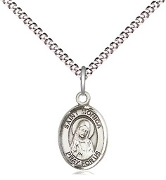 [9079SS/18S] Sterling Silver Saint Monica Pendant on a 18 inch Light Rhodium Light Curb chain
