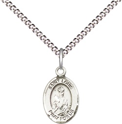 [9081SS/18S] Sterling Silver Saint Louis Pendant on a 18 inch Light Rhodium Light Curb chain