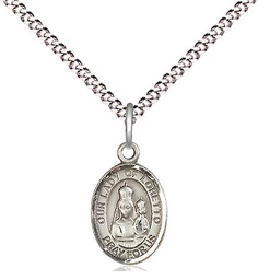 [9082SS/18S] Sterling Silver Our Lady of Loretto Pendant on a 18 inch Light Rhodium Light Curb chain