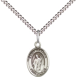[9084SS/18S] Sterling Silver Saint Patrick Pendant on a 18 inch Light Rhodium Light Curb chain