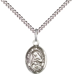 [9087SS/18S] Sterling Silver Our Lady of Providence Pendant on a 18 inch Light Rhodium Light Curb chain