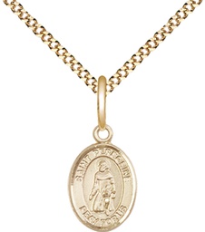 [9088GF/18G] 14kt Gold Filled Saint Peregrine Laziosi Pendant on a 18 inch Gold Plate Light Curb chain