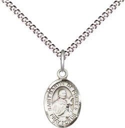 [9089SS/18S] Sterling Silver Saint Martin de Porres Pendant on a 18 inch Light Rhodium Light Curb chain