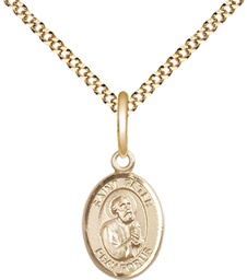 [9090GF/18G] 14kt Gold Filled Saint Peter the Apostle Pendant on a 18 inch Gold Plate Light Curb chain