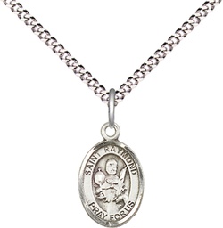 [9091SS/18S] Sterling Silver Saint Raymond Nonnatus Pendant on a 18 inch Light Rhodium Light Curb chain