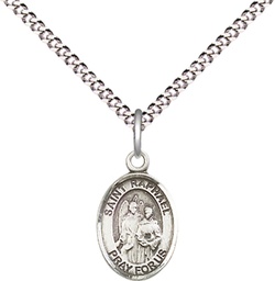 [9092SS/18S] Sterling Silver Saint Raphael the Archangel Pendant on a 18 inch Light Rhodium Light Curb chain