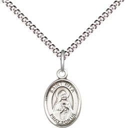 [9094SS/18S] Sterling Silver Saint Rita of Cascia Pendant on a 18 inch Light Rhodium Light Curb chain