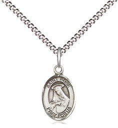[9095SS/18S] Sterling Silver Saint Rose of Lima Pendant on a 18 inch Light Rhodium Light Curb chain
