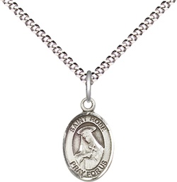[9095SS/18S] Sterling Silver Saint Rose of Lima Pendant on a 18 inch Light Rhodium Light Curb chain