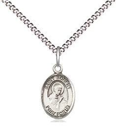 [9096SS/18S] Sterling Silver Saint Robert Bellarmine Pendant on a 18 inch Light Rhodium Light Curb chain