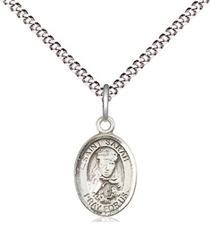 [9097SS/18S] Sterling Silver Saint Sarah Pendant on a 18 inch Light Rhodium Light Curb chain