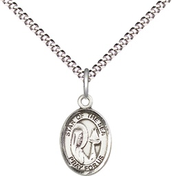 [9101SS/18S] Sterling Silver Our Lady Star of the Sea Pendant on a 18 inch Light Rhodium Light Curb chain