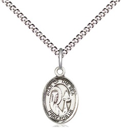 [9101SS/18S] Sterling Silver Our Lady Star of the Sea Pendant on a 18 inch Light Rhodium Light Curb chain