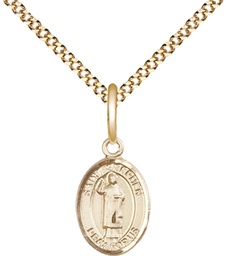 [9104GF/18G] 14kt Gold Filled Saint Stephen the Martyr Pendant on a 18 inch Gold Plate Light Curb chain