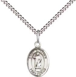 [9104SS/18S] Sterling Silver Saint Stephen the Martyr Pendant on a 18 inch Light Rhodium Light Curb chain