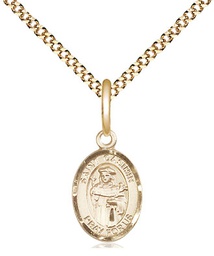 [9113GF/18G] 14kt Gold Filled Saint Casimir of Poland Pendant on a 18 inch Gold Plate Light Curb chain