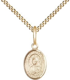 [9115GF/18G] 14kt Gold Filled Our Lady of la Vang Pendant on a 18 inch Gold Plate Light Curb chain