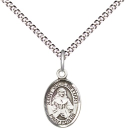 [9117SS/18S] Sterling Silver Saint Julie Billiart Pendant on a 18 inch Light Rhodium Light Curb chain
