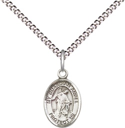 [9118SS/18S] Sterling Silver Guardian Angel Pendant on a 18 inch Light Rhodium Light Curb chain