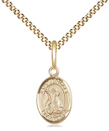[9122GF/18G] 14kt Gold Filled Saint Bridget of Sweden Pendant on a 18 inch Gold Plate Light Curb chain