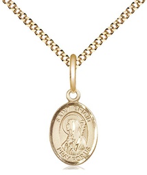 [9123GF/18G] 14kt Gold Filled Saint Brigid of Ireland Pendant on a 18 inch Gold Plate Light Curb chain