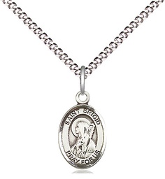 [9123SS/18S] Sterling Silver Saint Brigid of Ireland Pendant on a 18 inch Light Rhodium Light Curb chain