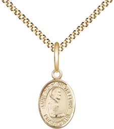 [9125GF/18G] 14kt Gold Filled Saint Pio of Pietrelcina Pendant on a 18 inch Gold Plate Light Curb chain