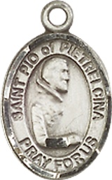 [9125SS] Sterling Silver Saint Pio of Pietrelcina Medal