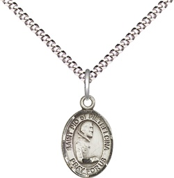 [9125SS/18S] Sterling Silver Saint Pio of Pietrelcina Pendant on a 18 inch Light Rhodium Light Curb chain