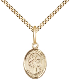 [9127GF/18G] 14kt Gold Filled Saint Ursula Pendant on a 18 inch Gold Plate Light Curb chain