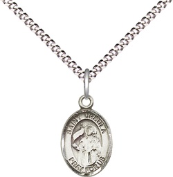 [9127SS/18S] Sterling Silver Saint Ursula Pendant on a 18 inch Light Rhodium Light Curb chain