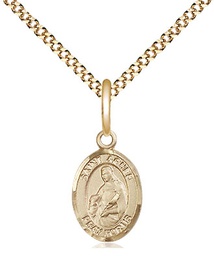 [9128GF/18G] 14kt Gold Filled Saint Agnes of Rome Pendant on a 18 inch Gold Plate Light Curb chain
