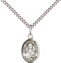 [9130SS/18S] Sterling Silver Saint Gemma Galgani Pendant on a 18 inch Light Rhodium Light Curb chain