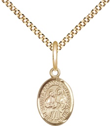 [9132GF/18G] 14kt Gold Filled Saints Cosmas &amp; Damian Pendant on a 18 inch Gold Plate Light Curb chain