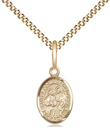 [9132GF/18G] 14kt Gold Filled Saints Cosmas &amp; Damian Pendant on a 18 inch Gold Plate Light Curb chain