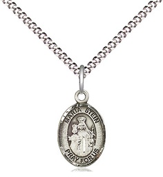 [9133SS/18S] Sterling Silver Maria Stein Pendant on a 18 inch Light Rhodium Light Curb chain