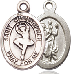 [9143SS] Sterling Silver Saint Christopher Dance Medal