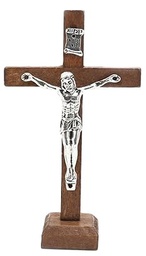 [MX36313] 4.1in. Medium Stain Pine Wood Crucifix 