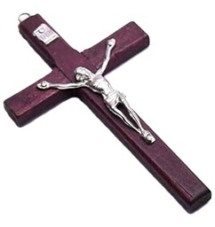 [MX36517] 4.7in. Dark Stain Pine Wood Crucifix 