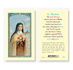 [HI-E24-340] Saint Theresa Pick Me a Rose Laminated Holy Card