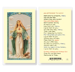 [HI-E24-286] An Offering to Mary Immaculate Heart of Mary Laminated Holy Card