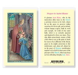 [HI-E24-412] Saint Blaise Laminated Holy Card
