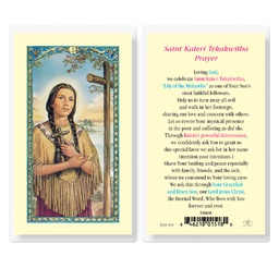 [HI-E24-474] Saint Kateri Tekakwitha Prayer Laminated Holy Card