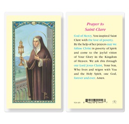 [HI-E24-426] Prayer to Saint Clare Laminated Holy Card