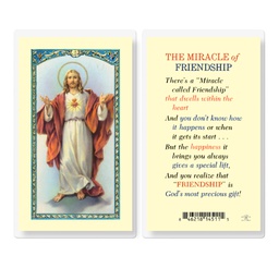 [HI-E24-701] The Miracle of Friendship with Sacred Heart of Jesus Laminated Holy Card