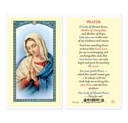 [HI-E24-826] Our Lady of Mental Peace with Blessed Virgin Mary Laminated Holy Card